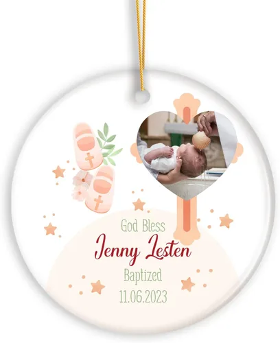 Vista 18 de Adornos de Navidad personalizados con foto, adorno de recuerdo personalizado con nombre de bebé, nuevo regalo de bebé, recuerdo de bebé