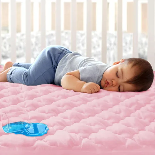 Vista 10 de Sábana impermeable para Pack 'n Play acolchada, protector de sábana de 39 x 27 pulgadas, compatible con colchones para bebés plegables y cunas