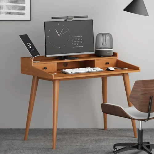 Vista 7 de Escritorio moderno de mediados de siglo, escritorio de madera para oficina en casa de 41 pulgadas, escritorio para computadora o computadora