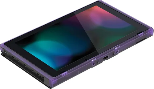Vista 8 de eXtremeRate Carcasa de repuesto para consola Nintendo Switch con función atril, color morado atómico, transparente, carcasa para consola Nintendo