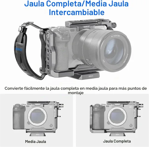 Vista 3 de SIRUI Jaula para cámara Sony FX 3 FX30 con abrazadera de cable para correa de muñeca para riel HDMI NATO, placa QR para Arca-Swiss, compatible