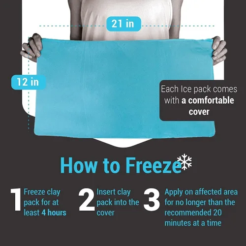 Vista 5 de ICEWRAPS Paquete de hielo para cuello y hombros con cubierta y paquete grande de terapia de frío de 12 x 21 pulgadas con cubierta, paquete