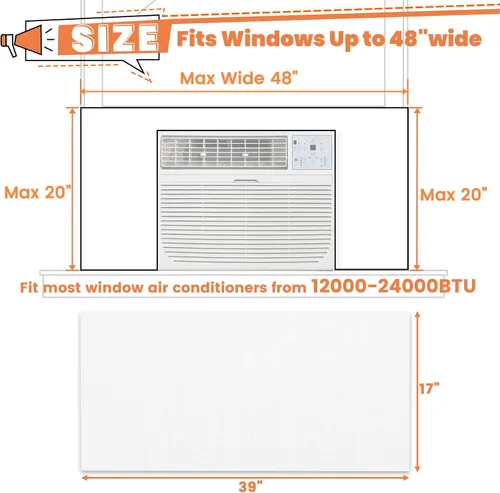 Vista 2 de GCGOODS Panel de espuma con aislamiento lateral de aire acondicionado para ventana, paneles de aislamiento envolvente completo extra ancho, kit