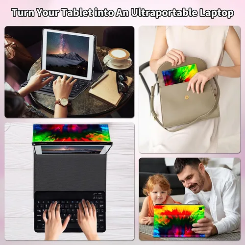 Vista 7 de Funda para Samsung Galaxy Tab S6 Lite 2022/2020 Teclado Inalámbrico Desmontable y Cubierta De Soporte De Cuero PU Funda Protectora Para Samsung