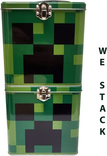 Vista 3 de The Tin Box Company Minecraft XL - Lata de almacenamiento con asa, Minecraft