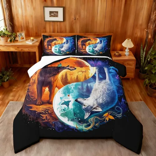 Vista 8 de Juego de edredón estampado de ovejas, juego de ropa de cama vintage de granja para niños, niñas, mujeres, adultos, parejas, ovejas, juego de edredón