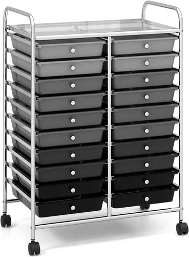 Vista 36 de GOFLAME Carro de Almacenamiento con Ruedas de 12 Cajones, Carro Organizador Multifuncional para Arte y Manualidades, Carro de Almacenamiento