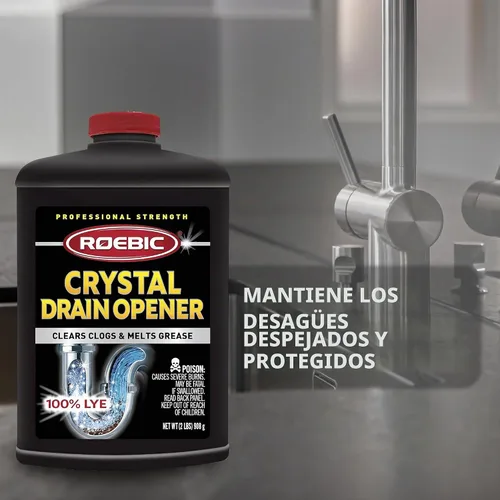 Vista 6 de Roebic - Abridor de drenaje de cristal resistente, 2 libras