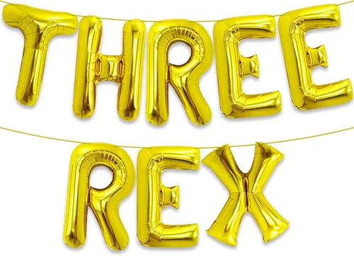 Vista 10 de Globos azules grandes de 16 pulgadas Tres Rex decoraciones de cumpleaños