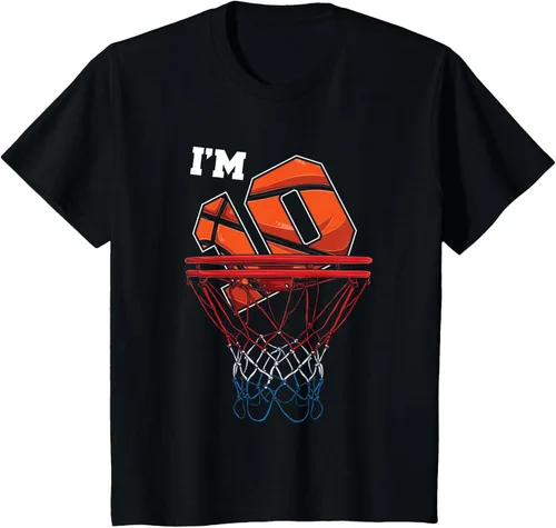 Vista 79 de Camiseta de regalo de cumpleaños con red de baloncesto de 10 años, Negro