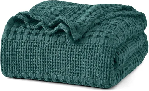 Vista 32 de PHF Manta ligera de punto gofre 100% algodón para cama, King, color blanco 02 Blanco