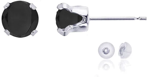 Vista 101 de Aretes de tuerca de plata de ley 925 chapados en oro de 14 quilates macizo, oro amarillo, blanco o rosa de 0.236 in Amatista