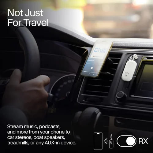 Vista 3 de AirFly Pro 2 Deluxe - Adaptador Bluetooth para avión, conecta 2 AirPods o auriculares inalámbricos - Transmisor/receptor Bluetooth AUX de 3.5mm