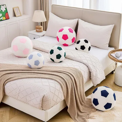 Vista 6 de Uvvyui Almohada de fútbol de fútbol, redonda, estética, decoración del hogar, almohada decorativa suave para fútbol, pelota deportiva, almohadas