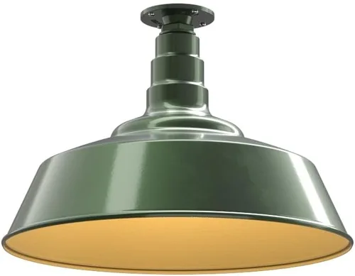 Vista 85 de Steel Lighting Co. Manhattan Warehouse Light Colgante montado en el techo Cúpula de 20 pulgadas vástago de 12 pulgadas Luz de granero