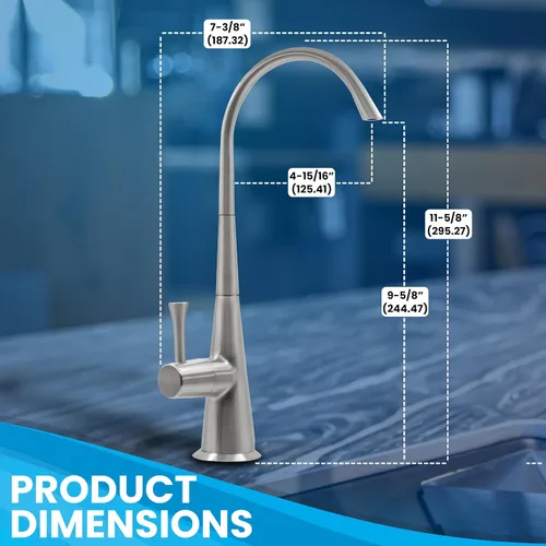 Vista 9 de Metpure Airgap - Grifo RO de latón de 3 puertos para sistemas de agua potable de ósmosis inversa. Cuenta con tubos de drenaje preinstalados, diseño