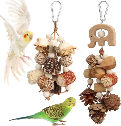 Vista 8 de Litewoo 2PCS Natural Bird Forrajeando Loro Trituración Masticar Juguetes