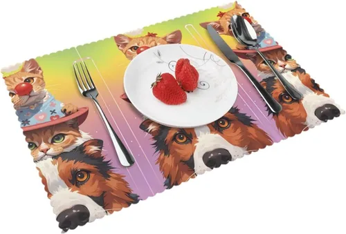 Vista 16 de Rectangular Placemats Set of 4, Heat Resistant Cartoon Banana Printed Kitchen Dining Table Mats