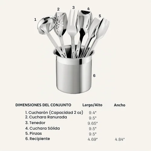 Vista 2 de All-Clad Utensilios de cocina especializados de acero inoxidable, juego de 5 herramientas con cajuela, herramientas de cocina, trucos de cocina