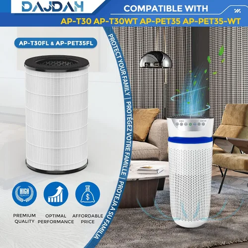 Vista 2 de AP-T30FL - Filtro de repuesto compatible con Homedics AP-T30, AP-T30WT, AP-PET35, AP-PET35-WT H13 True HEPA filtro purificador de aire