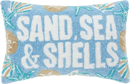 Vista 3 de C&F Home Sea Sand & Shells - Almohada con gancho (22 x 14 pulgadas), color azul