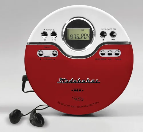 Vista 5 de Studebaker SB3703RB - Reproductor personal de CD/MP3 para correr con compatibilidad con audiolibros, función de marcador y radio FM PLL, rojo/negro