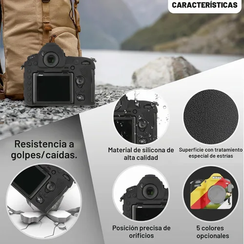 Vista 2 de Funda de cámara para Nikon D850 - Funda protectora de silicona para DSLR, jaula desmontable, a prueba de golpes, a prueba de polvo (negro)