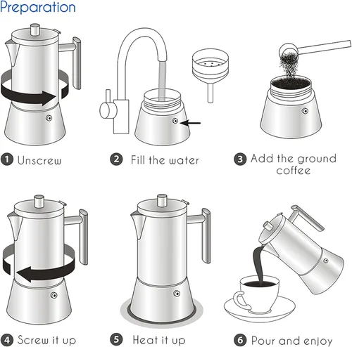 Vista 5 de Easyworkz Diego - Cafetera de café expreso de 6 tazas de 10 onzas, cuchara de café retro de acero inoxidable con mango de nogal negro, 0.35 oz