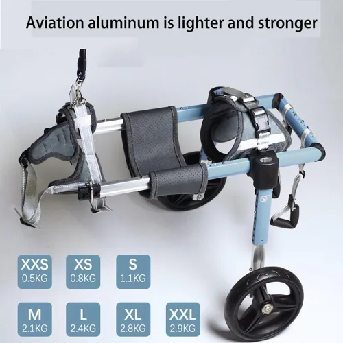 Vista 3 de Silla de ruedas canina para patas traseras, andador portátil de rehabilitación de mascotas, configuración sin herramientas, aluminio aeronáutico