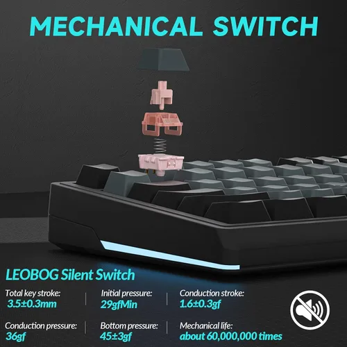 Vista 5 de SOLAKAKA KI99 Pro - Teclado mecánico inalámbrico con interruptor silencioso, interruptores preiluminados intercambiables en caliente, teclado