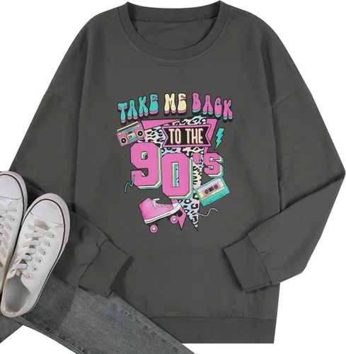 Vista 4 de FLOYU Sudadera de los años 80 Baby 90s Made Me para mujer, camisa de los años 90, traje vintage de los años 80 y 90, camiseta retro de los años 90