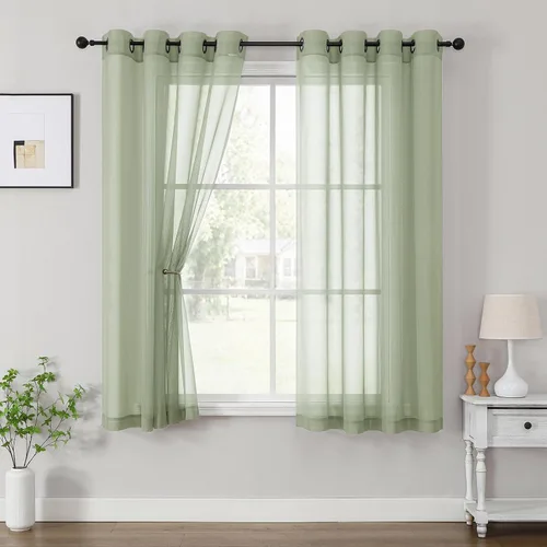 Vista 20 de OWENIE Cenefa transparente con ojales negros para ventanas, 2 paneles de 52