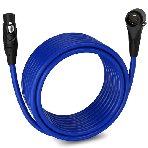 Vista 54 de LyxPro Cable de micrófono XLR hembra a macho de ángulo recto de 3 pines de 1.5 pies para altavoces amplificados, interfaz de audio, rendimiento