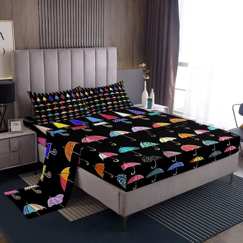 Vista 25 de Erosebridal Juego de sábanas de fresa, tamaño individual, diseño de fresa rosa para niñas y niños, sábana bajera ajustable de frutas tropicales