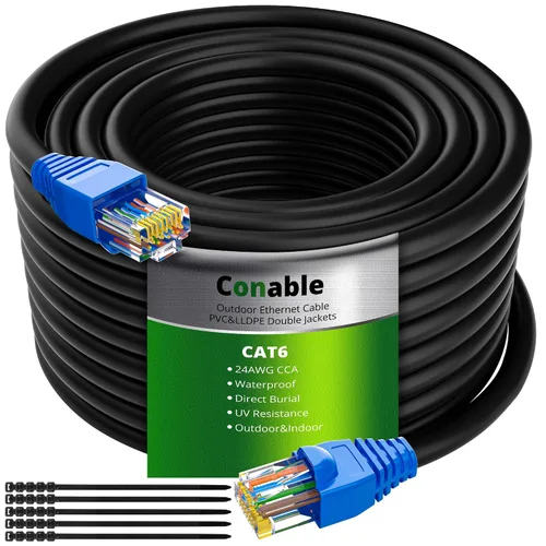 Vista 8 de Cable Ethernet Cat 5e para exteriores de 50 pies, LLDPE y PVC Dual Jackets