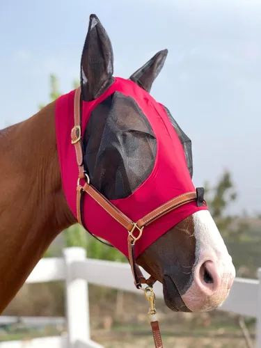 Vista 9 de Máscara de mosca de caballo, súper cómoda, máscara de mosca de caballo, máscara elástica con orejas, solo hacemos productos que les gustan a