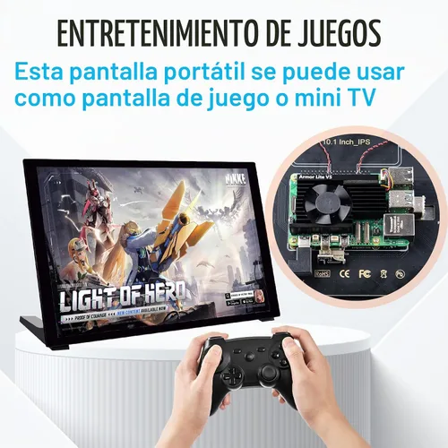 Vista 4 de GeeekPi Pantalla táctil capacitiva de 10.1 pulgadas para Raspberry Pi, monitor HDMI IPS 1280X800 pantalla LCD con doble altavoz para Raspberry Pi