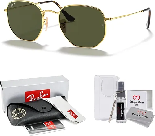 Vista 2 de Ray-Ban RB3548N - Gafas de sol hexagonales 001 de 54 M para hombres y mujeres (grande), paquete con kit de diseñador iWear