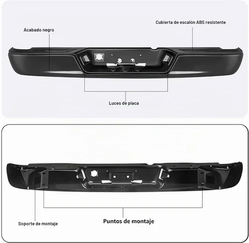 Vista 8 de SOCKIR Conjunto de parachoques de paso trasero con revestimiento antióxido Compatible con 2002-2008 Dodge Ram 1500 2003-2009 Ram 2500 3500 Pickup