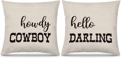 Vista 7 de Funda de Almohada Decorativa para Dormitorio Estilo Occidental, Regalos de Vaquero Vaquera para Adolescentes Niñas Niños, Fundas de Almohada Black_3