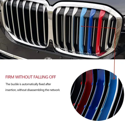 Vista 3 de Insertos de Parrilla Automotriz para BMW X7 G07 2019-2022 7 Rejillas, Accesorios para Parrilla Frontal G07,Tricolor ABS 7-Beam Grill Exterior Trim