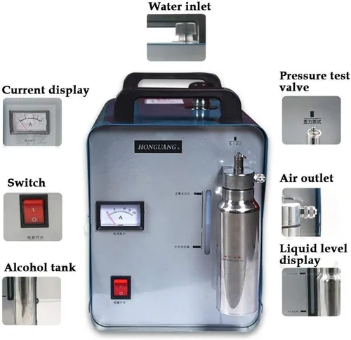 Vista 2 de APM-H160 75L/H Soldador de agua de oxígeno-hidrógeno Pulidor de llama de acrílico portátil generador de llama de gas Máquina pulidora Generador