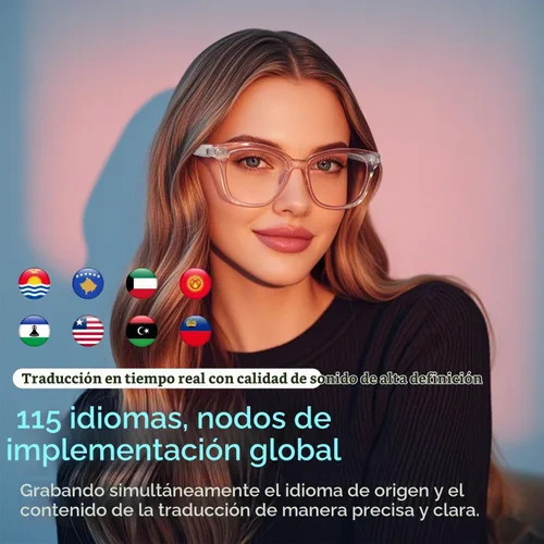 Vista 3 de Gafas inteligentes AI para mujer, gafas Bluetooth de traducción