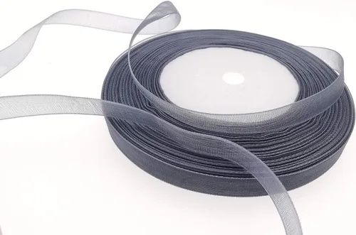 Vista 10 de Dxeud Cinta de organza transparente (negro, 1/2" x 50 yardas)