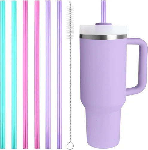 Vista 8 de Popote de repuesto compatible con Stanley Quencher de 40 onzas, vaso de 30 onzas, popotes reutilizables extra largos de 12 pulgadas para vasos de 40