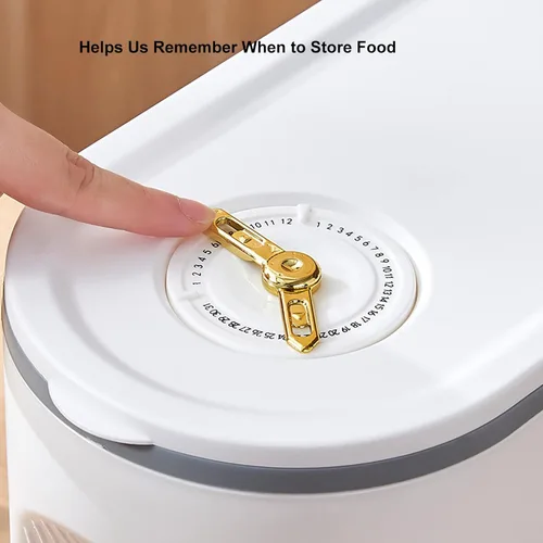 Vista 4 de Fabater Dispensador de arroz, contenedor de grano grande con taza medidora, contenedor de arroz sellado transparente, organización de cocina