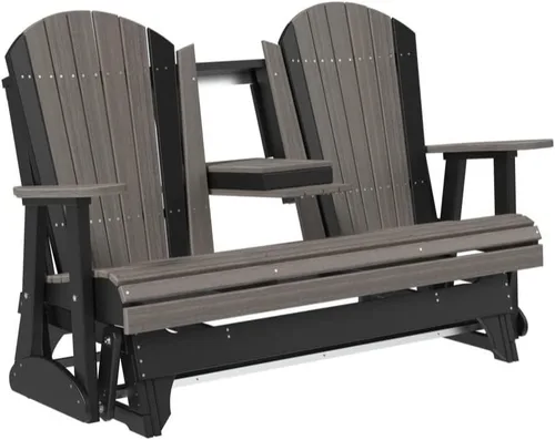 Vista 32 de LuxCraft Deslizador Adirondack de 5 pies con consola plegable (Premium - Caoba antigua)