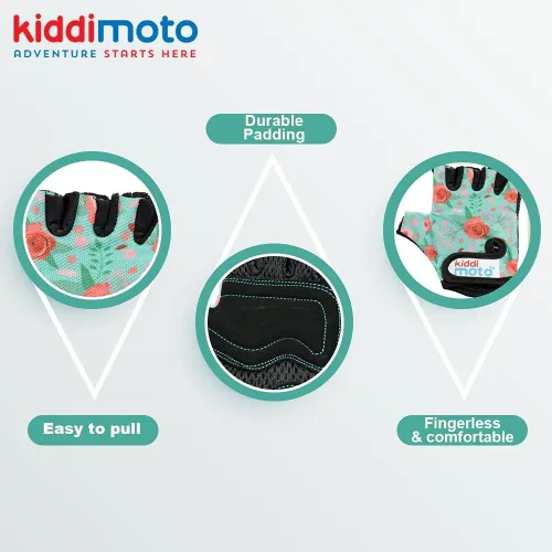 Vista 3 de Kiddimoto Kids Cycling Gloves Anti-Slip Kids Bike Gloves for Boys and Girls Fingerless Kids Mountain Bike Gloves for BMX, MTB Riding, Gymnastics
