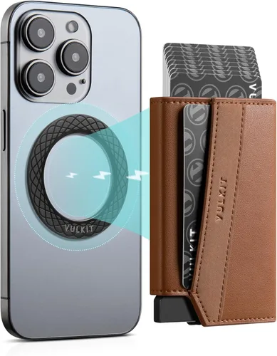 Vista 9 de VULKIT Cartera magnética desplegable para máximo 8 tarjetas, compatible con iPhone serie 12 o superior, incluye anillo magnético, empaquetado