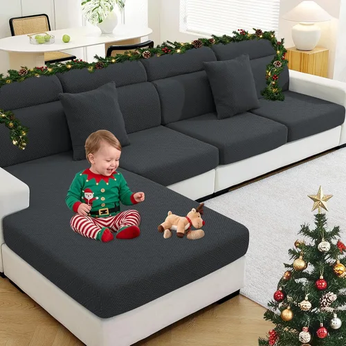 Vista 2 de ZNSAYOTX Fundas Elásticas Individuales para Cojines de Sofá Silla Cojín Fundas de Asiento de Sofá Fundas Protectoras Suaves de Reemplazo Patrón Negro